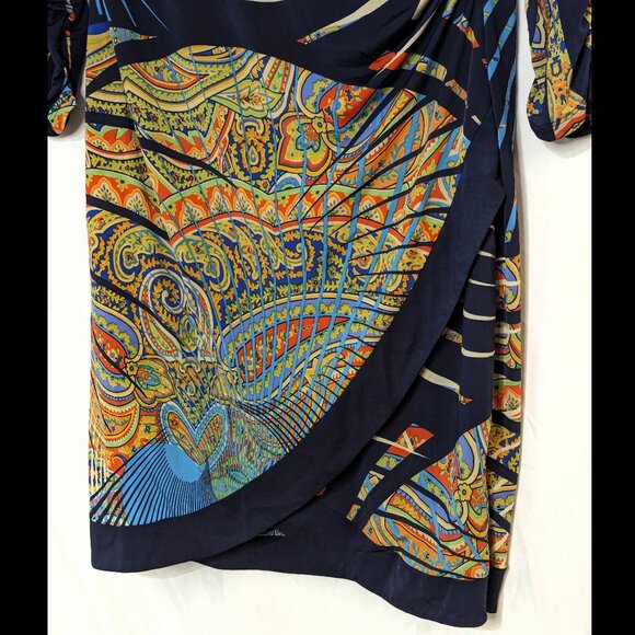 Unreal MT COLLECTION Sz XXL Multi Print Paisley & Concentric Stretch L/S Dress - Picture 3 of 5